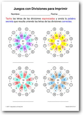 Juegos con Divisiones y Flores .